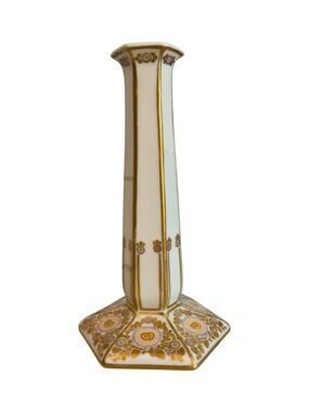 Vintage Belleek Hand-Painted Candlestick Holder